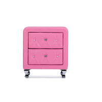 Baxton Studio BBT3084-Pink-NS Stella Crystal Tufted Modern Nightstand